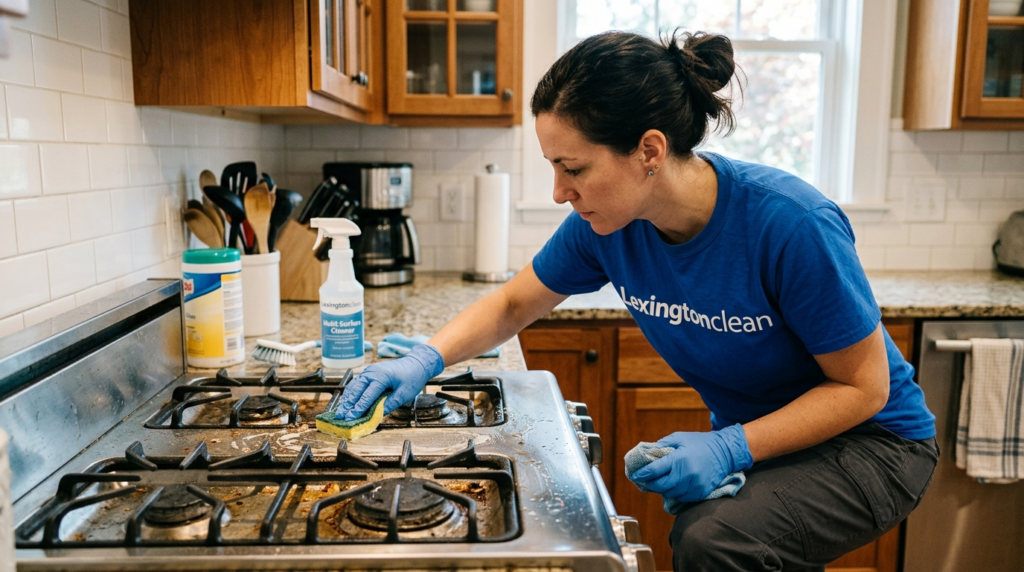 lady cleaning stove 202605192014