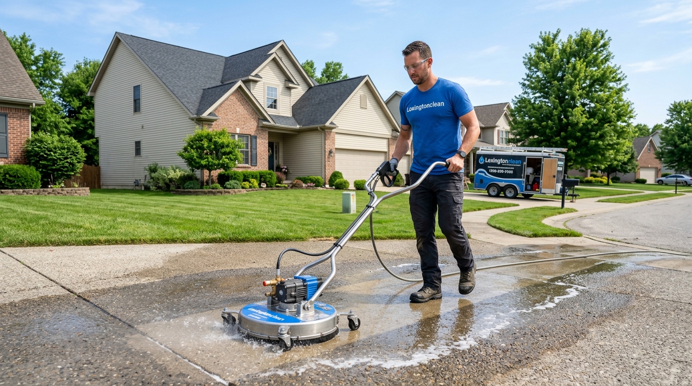 man cleaning concrete driveway 202608251935